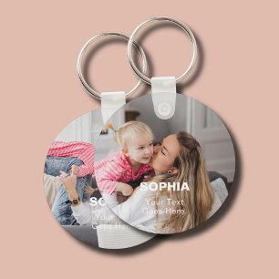 Mom Name 2 Photo Simple Keychain