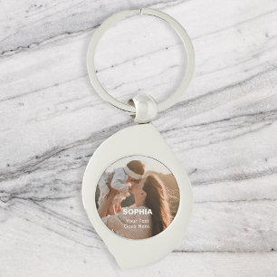 Mom Name Photo Simple Keychain