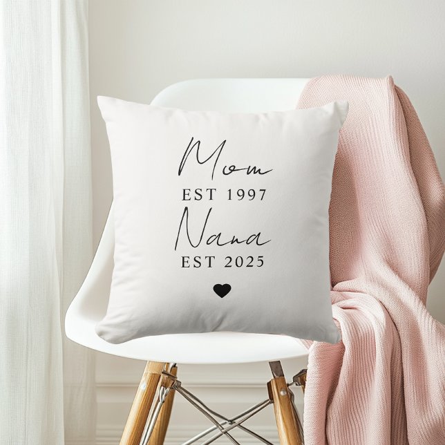 Mom Nana EST Throw Pillow | Personalized Gift (Creator Uploaded)