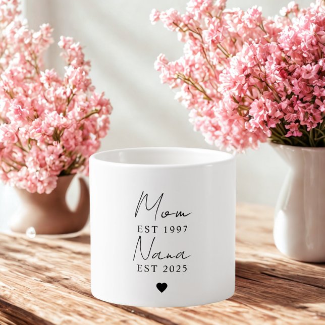 Mom Nana EST Year Custom Minimalist Gift Espresso Cup (Creator Uploaded)