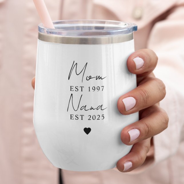 Mom Nana EST Year Wine Tumbler | Custom Gift (Creator Uploaded)