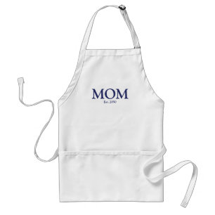 Mom navy blue white custom established date cute adult apron