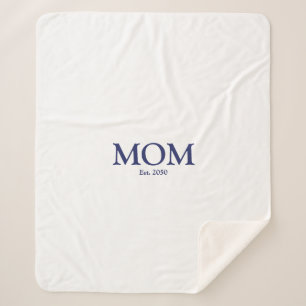 Mom navy blue white custom established date cute sherpa blanket