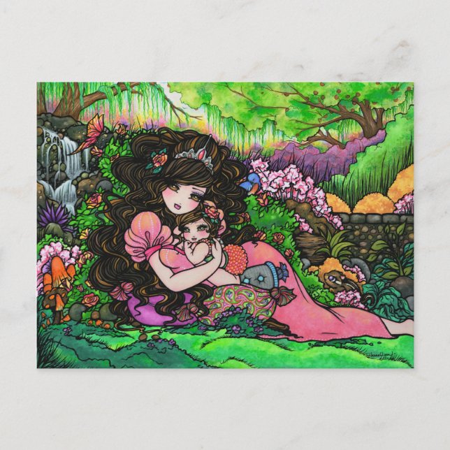 Mom & New Baby Princess Fantasy Art Postcard (Front)