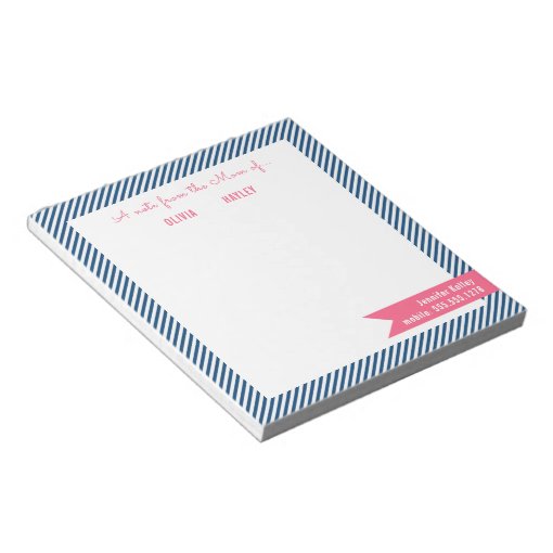 Mom Notepads, Blue and Pink Personalized Notepad Zazzle