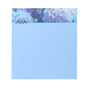 MOM notepads Blue Hydrangea Flowers Personalized