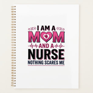 Mom Nurse Nothing Scares Me Vintage Engraving Shir Planner