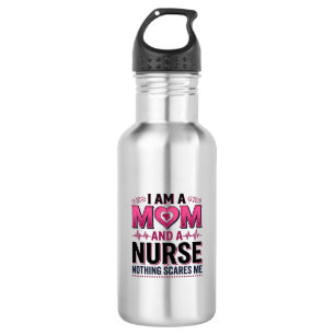 Mom Nurse Nothing Scares Me Vintage Engraving Shir Stainless Steel Water Bottle