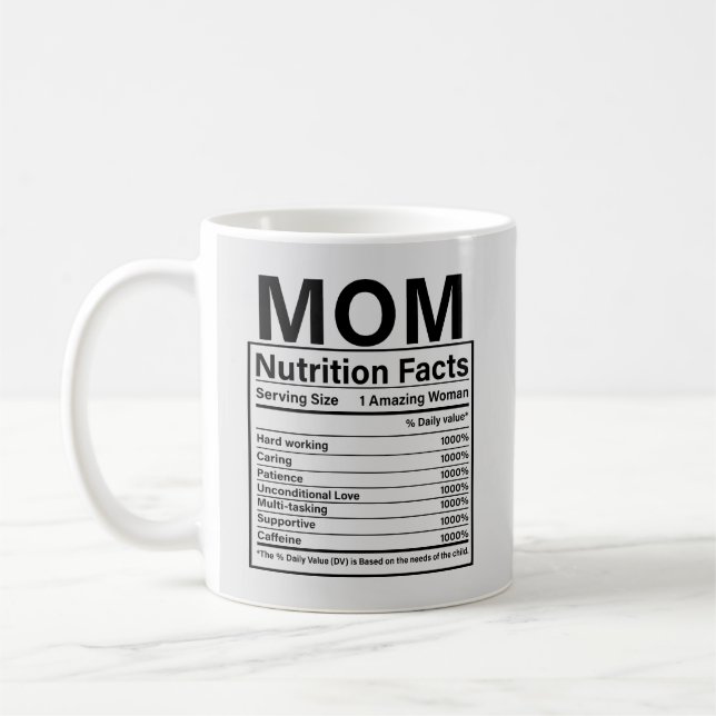 Mom Nutrition Facts Custom Coffee Mug (Left)