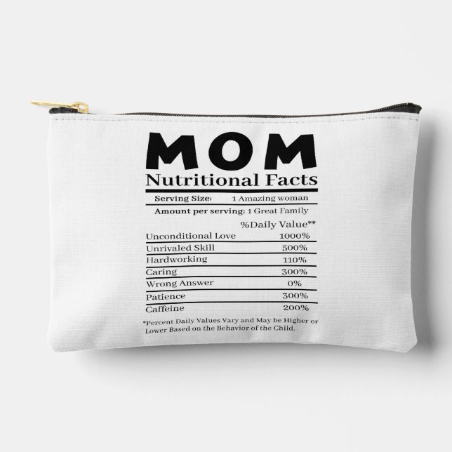 Mom Nutritional Facts Accessory Pouch (Front)