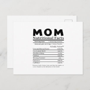 Mom Nutritional Facts Postcard