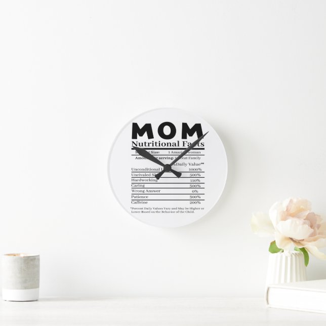 Mom Nutritional Facts Round Clock (Home)