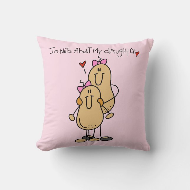 Mom - Nuts About My Daughter T-shirts and Gifts Throw Pillow (Front)