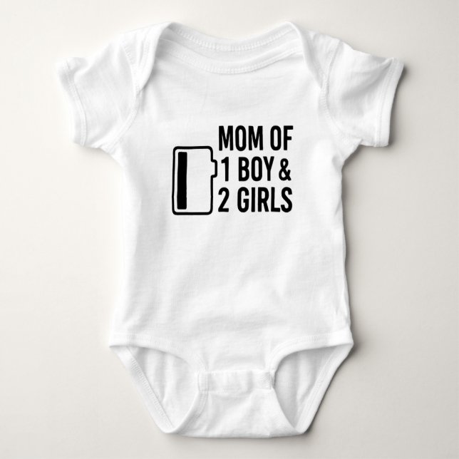 Mom of 1 Boy & 2 Girls  Baby Bodysuit (Front)