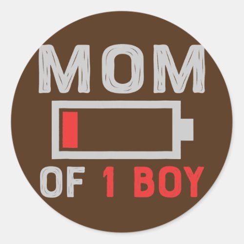 Mom of 1 Boys Gift from Son Mothers Day Birthday Classic Round Sticker