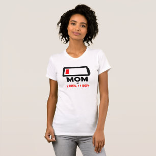 Mom of 1 Girl 1 Boy Mothers Day Mom of 2 kids  T-Shirt