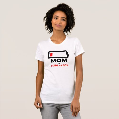 Mom of 1 Girl 1 Boy Mothers Day Mom of 2 kids  T_Shirt