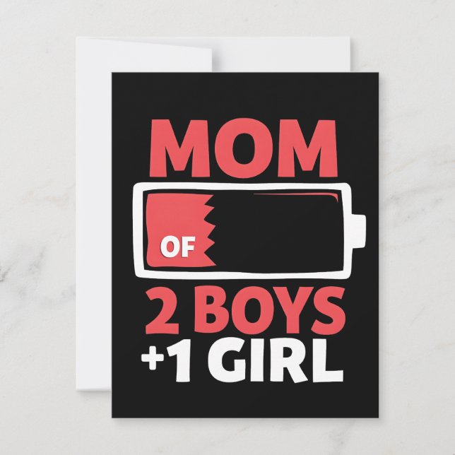 Mom of 2 Boys 1 Girl Pregnancy Mothers day  Holiday Card (Front)
