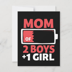 Mom of 2 Boys 1 Girl Pregnancy Mothers day  Holiday Card