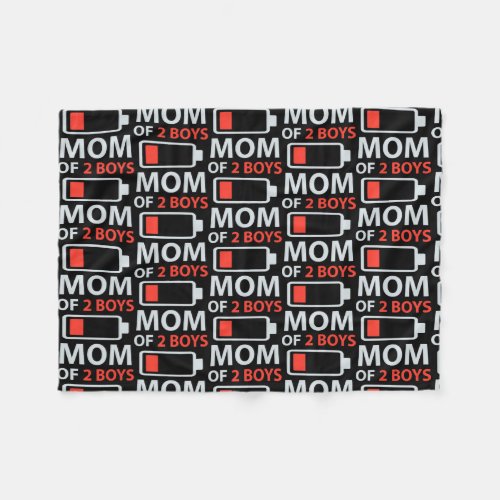 Mom of 2 Boys Gift Son Mothers Day Birthday Women Fleece Blanket