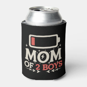Mom Of 2 Boys Low Battery Funny Mother's Day Can Cooler