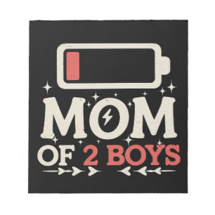 Mom Of 2 Boys Low Battery Funny Mother's Day Notepad