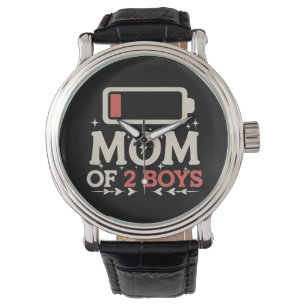 Mom Of 2 Boys Low Battery Funny Mother's Day Watch