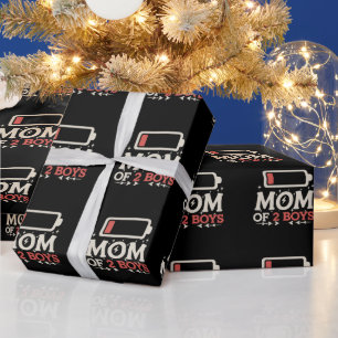 Mom Of 2 Boys Low Battery Funny Mother's Day Wrapping Paper