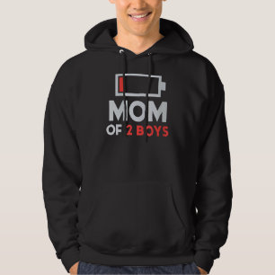 Mom Of 2 Boys Low Battery Tired Mom With Son Mothe Hoodie