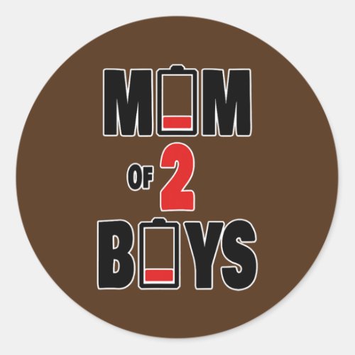 Mom of 2 Boys Mothers Day Moms Mama Twins Mommas Classic Round Sticker