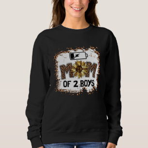 Mom of 2 Boys Sunflower Leopard  Mothers Day Boy M Sweatshirt