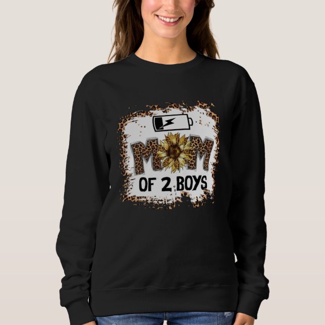 Mom of 2 Boys Sunflower Leopard  Mothers Day Boy M Sweatshirt (Front)