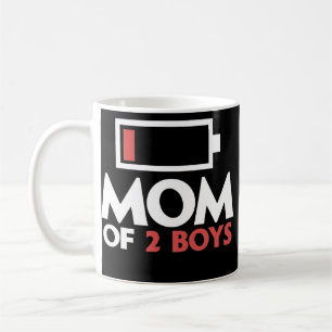 Mom of 2 Boys Tired Mother with two Sons Low Coffee Mug