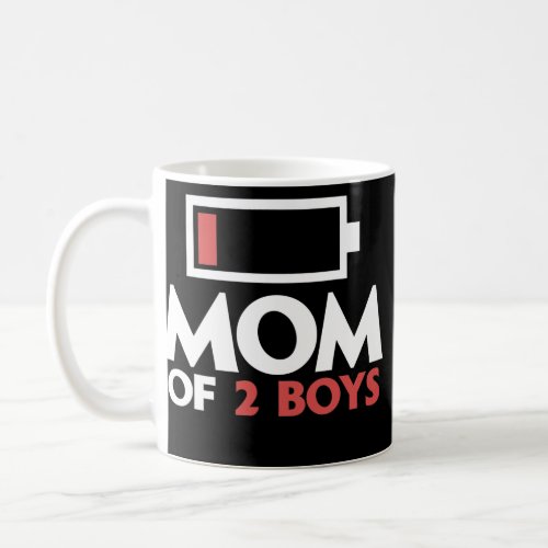 Mom of 2 Boys Tired Mother with two Sons Low Coffee Mug