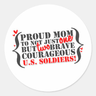 Mom of 2 Soldiers Classic Round Sticker