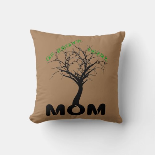 Mom of 2Boys  1girl Design tree its roots and Throw Pillow