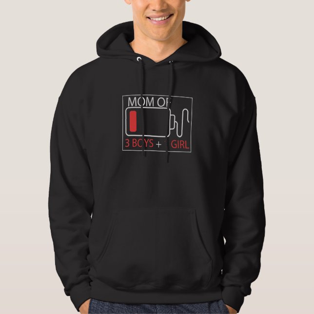 Mom Of 3 Boys 1 Girl Mother With Sons Daughter Low Hoodie (Front)