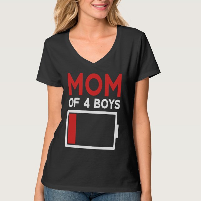 Mom of 4 Boys Mother's Day T-Shirt (Front)