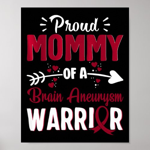 Mom Of A Brain Aneurysm Warrior Month Burgundy Rib Poster