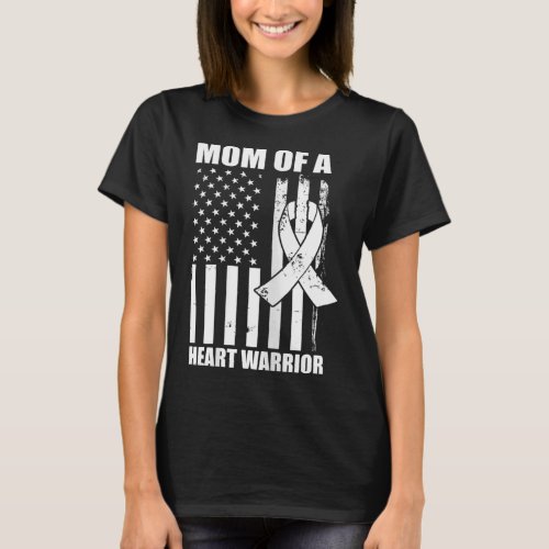 Mom Of A Heart Warrior Red Heart Disease Awareness T_Shirt