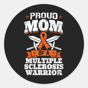 Mom Of A Multiple Sclerosis Warrior Ms Ribbon Moth Classic Round Sticker