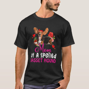 Mom Of A Spoiled Basset Hound Cute Dog Bow Tie Flo T-Shirt