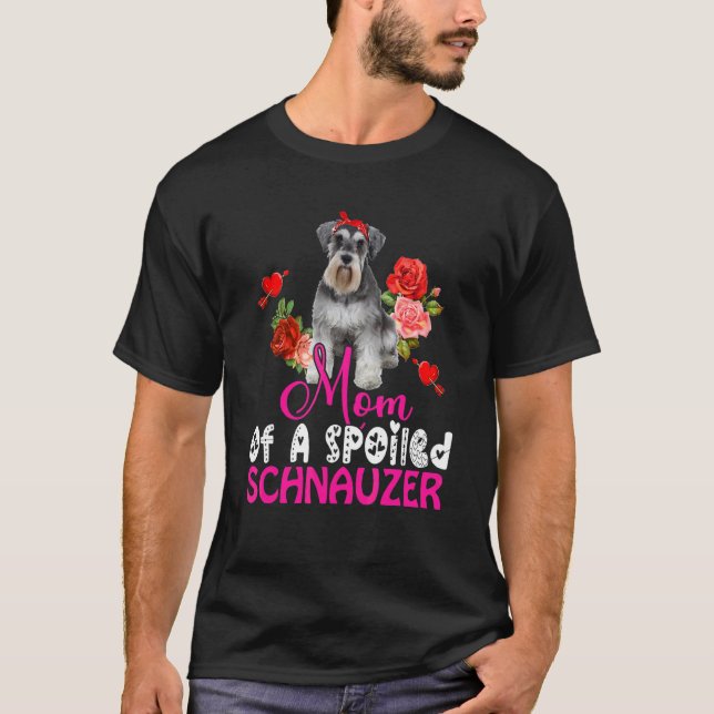 Mom Of A Spoiled Schnauzer Cute Schnauzer Bow Tie  T-Shirt (Front)
