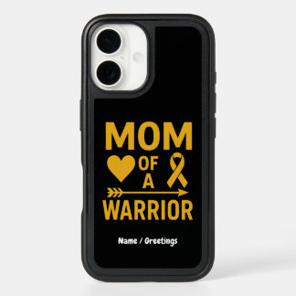 Mom of a Warrior Childhood Cancer Awareness Design iPhone 16 Case