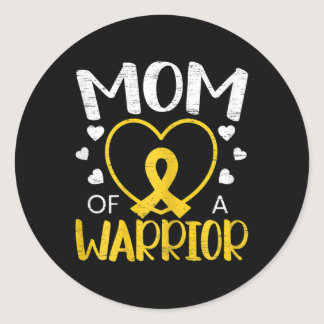 Mom Of A Warrior Childhood Cancer Awareness Month  Classic Round Sticker