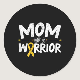 Mom Of A Warrior Childhood Cancer Awareness Month  Classic Round Sticker