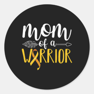 Mom Of A Warrior Childhood Cancer Leukemia Awarene Classic Round Sticker