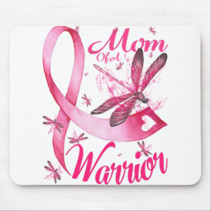 Mom Of A Warrior Dragonfly Breast Cancer Awareness Mouse Pad