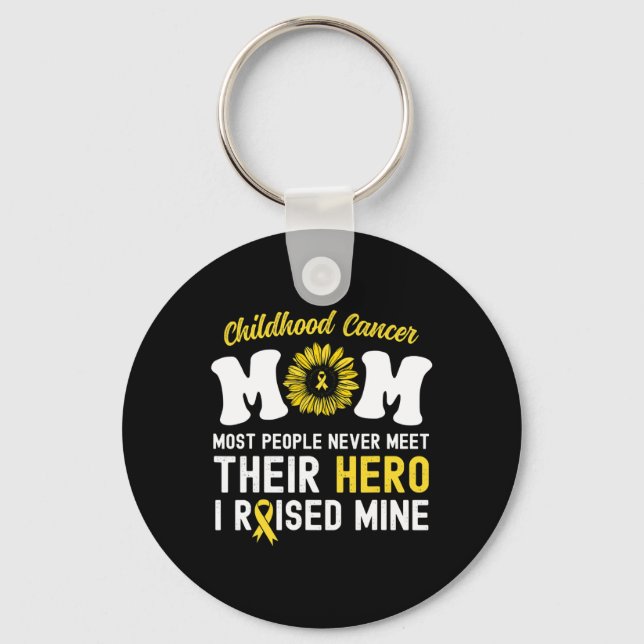 Mom Of A Warrior Hero Childhood Cancer Awareness S Keychain (Front)