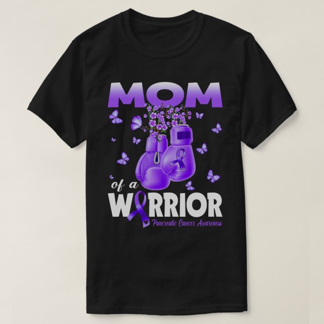 Mom Of A Warrior Pancreatic Cancer Awareness Boxin T-Shirt (Design Front)